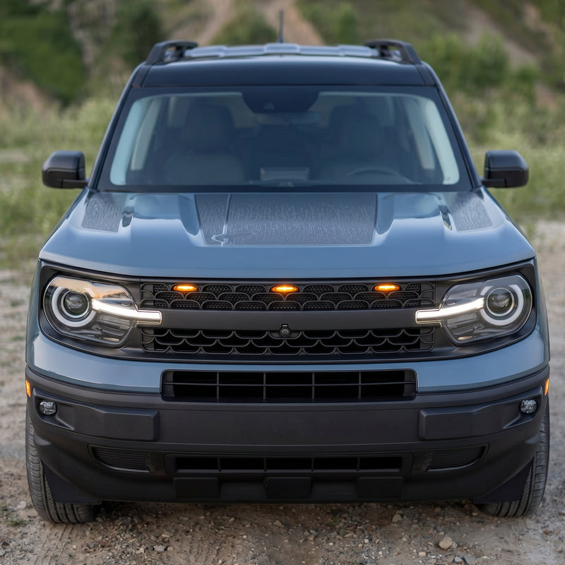 Leviathan Series Matte Front Grille with Amber LEDs for 2020-2026 Bronco Sport