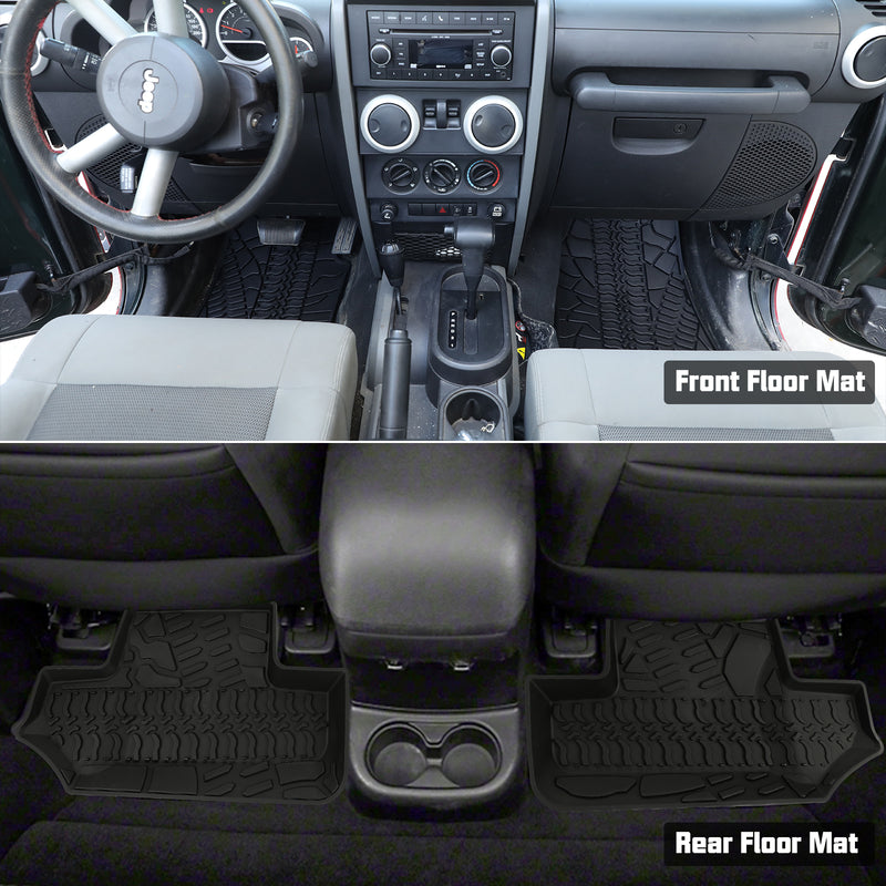 '07-'13 Jeep Wrangler JK 2-Door with Texture TPE Front & Rear Floor Mats