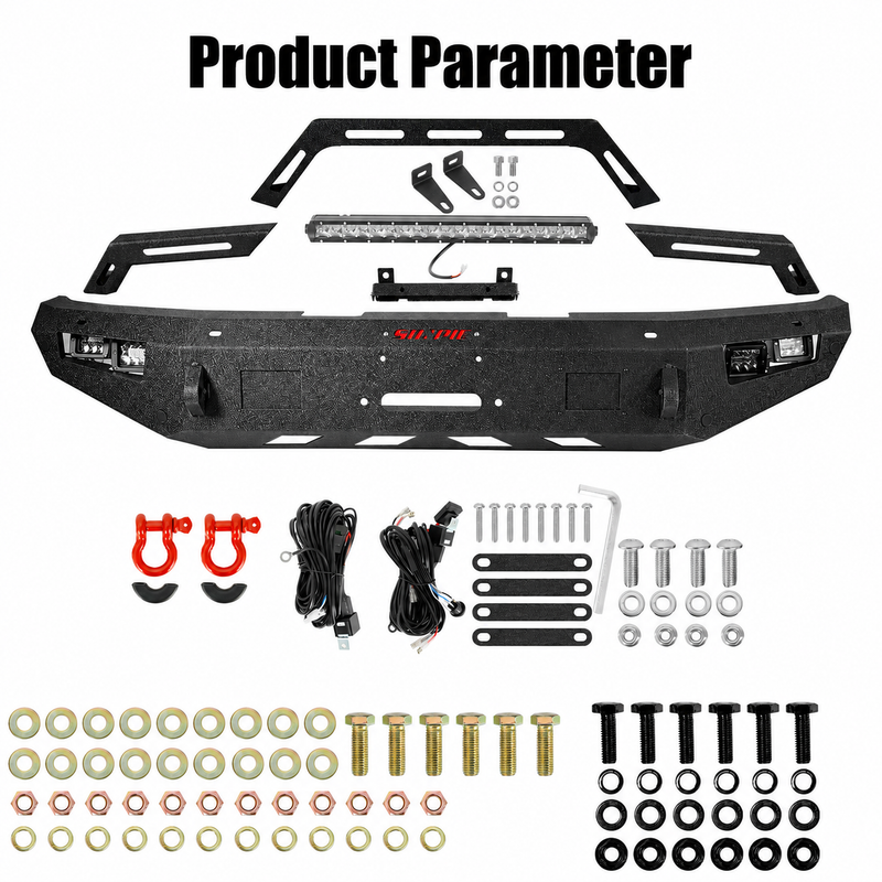 Full-Width Steel Front Bumper with ACC Mount, Winch Plate & LED Lights for 2021–2026 Ford Bronco