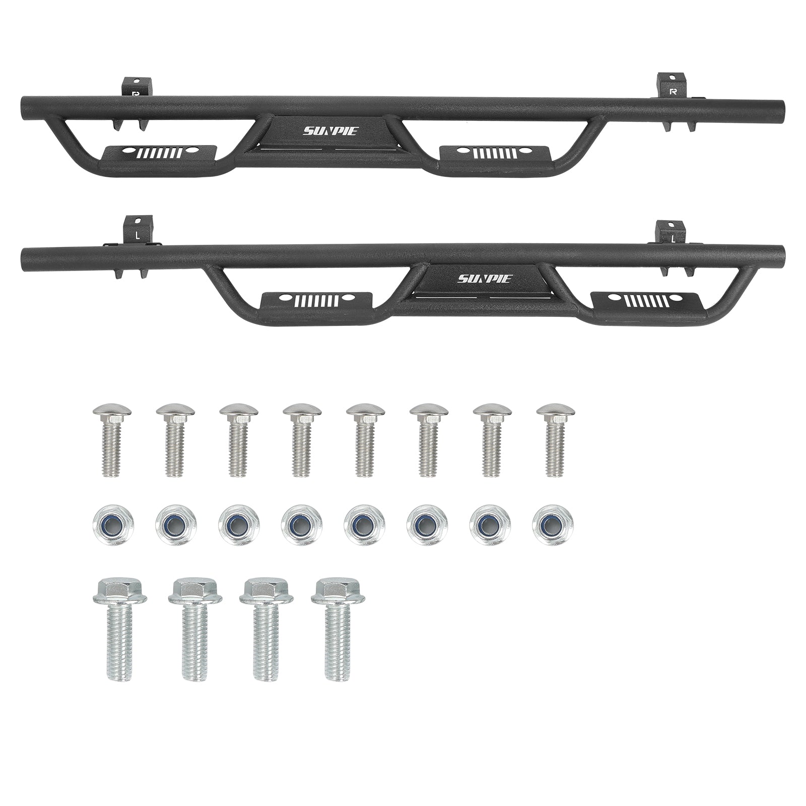 Entry-Level Running Boards Side Step Bars for Jeep Wrangler JLU/4XE 2018-2026 4 Door, Bolt-On Nerf Bars