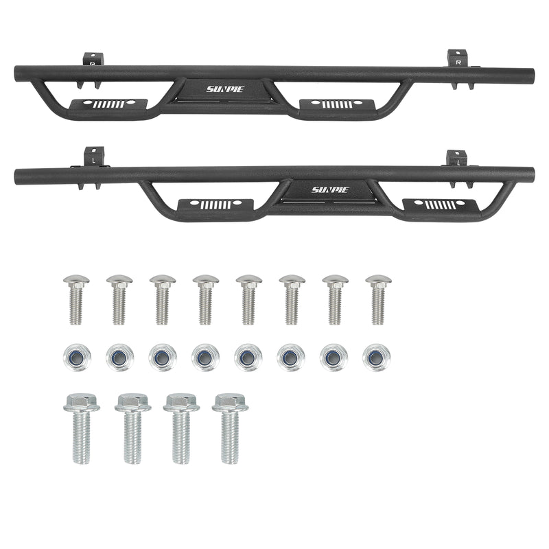 Entry-Level Running Boards Side Step Bars for Jeep Wrangler JLU/4XE 2018-2026 4 Door, Bolt-On Nerf Bars