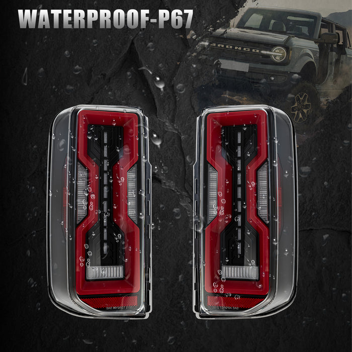 Ford Bronco LED Tail Lights ABS - Plastic Smoked and Clear