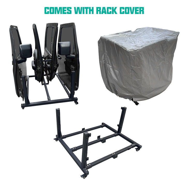 Jeep Removable Door Storage Rack with Dust Cover Compatible with 2007-2025 Jeep Wrangler JK JL 4xe & Jeep Gladiator