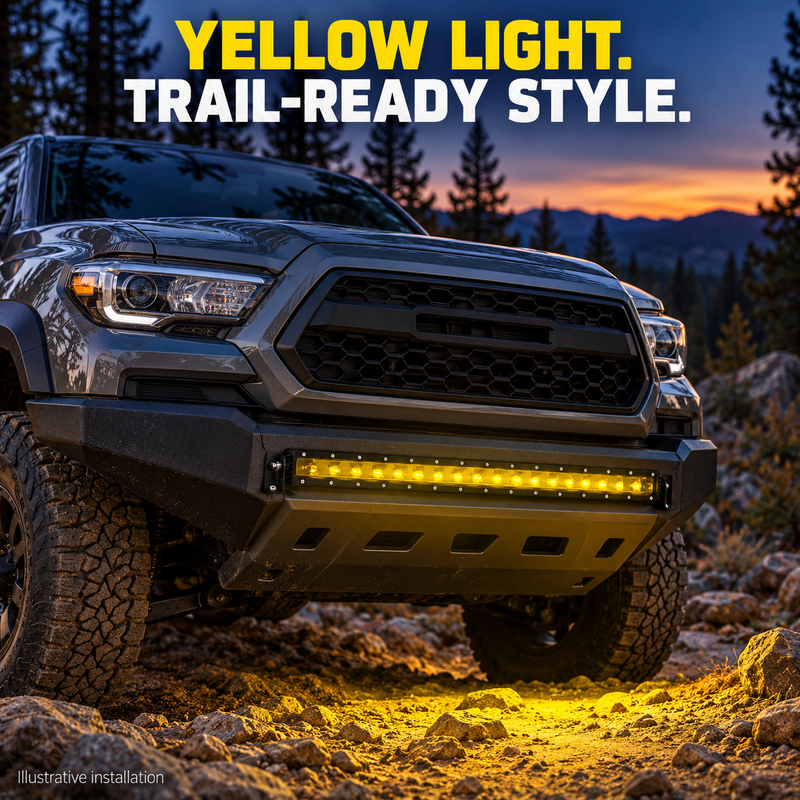 Yellow Single-Row LED Off-Road Light Bar with Mounting Brackets, 7–48 Inch