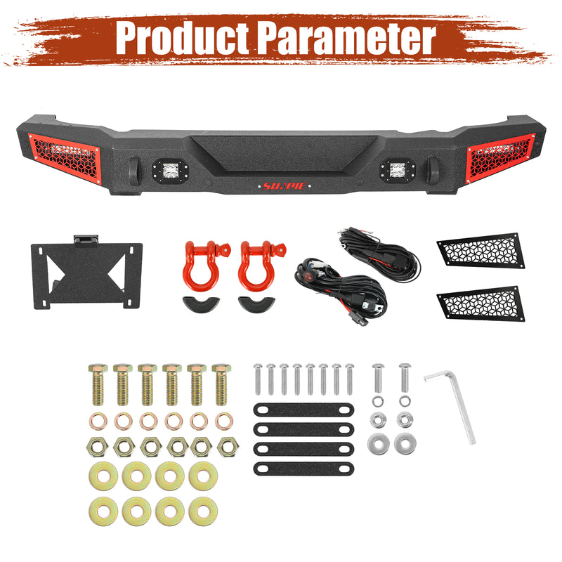 Ford Bronco Steel Front and Rear Bumpers Combo with Offroad Lights & D-rings &  Sensor Mounting Hole