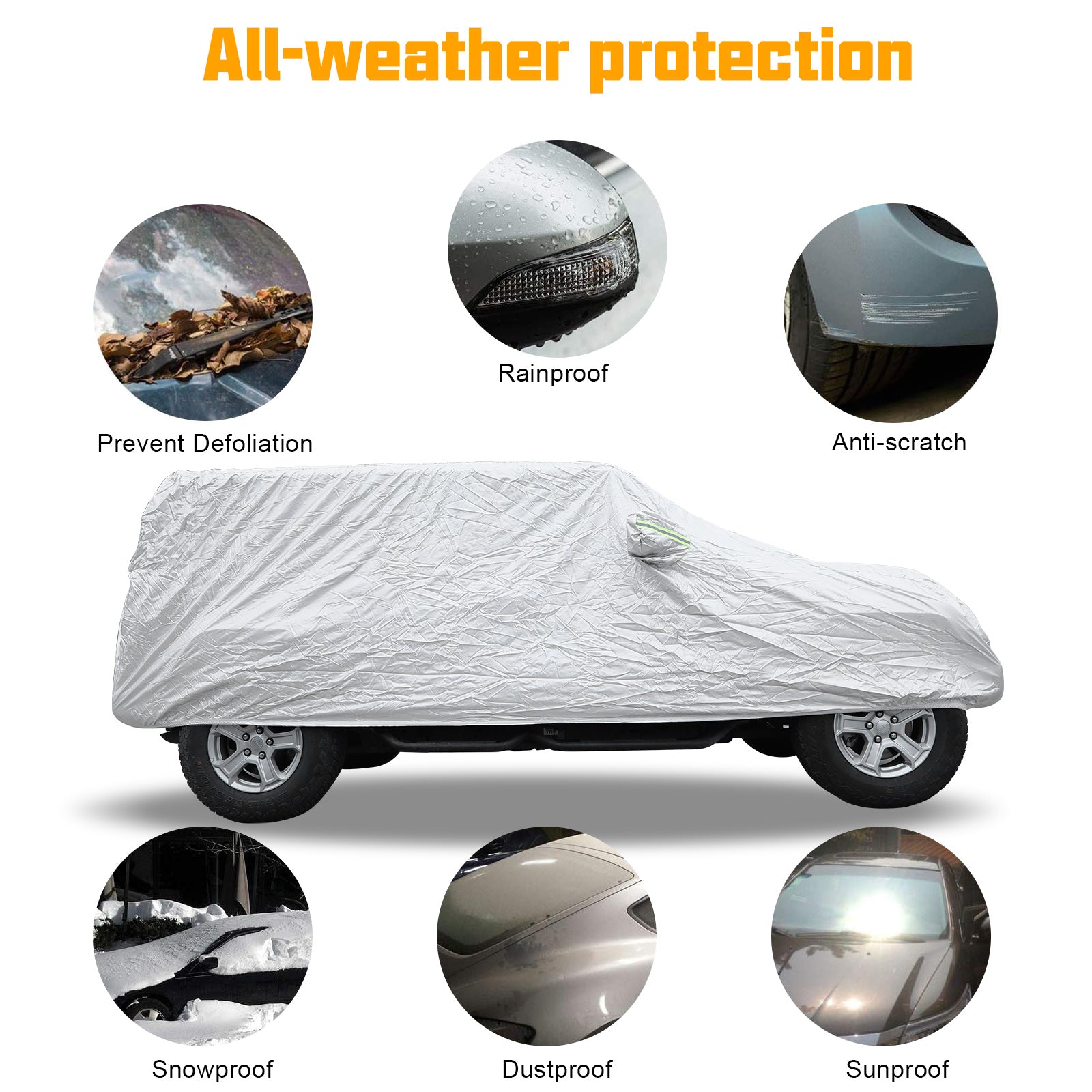 All-Weather Waterproof 4-Door Car Cover for Jeep Wrangler JKU, JLU & 4xe 4-Door (2007-Present)