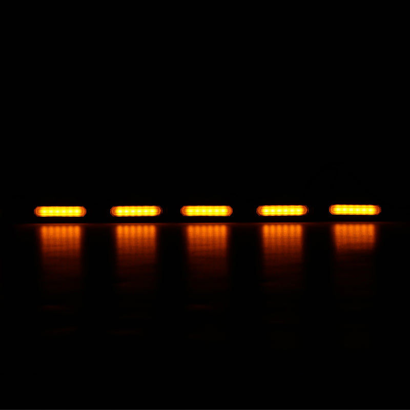 5PCS LED Grille Lights Amber & Smoked with Wiring Harness for 2021-2025 Ford Bronco 2/4 Doors Badlands/ Wildtrak/ Everglades