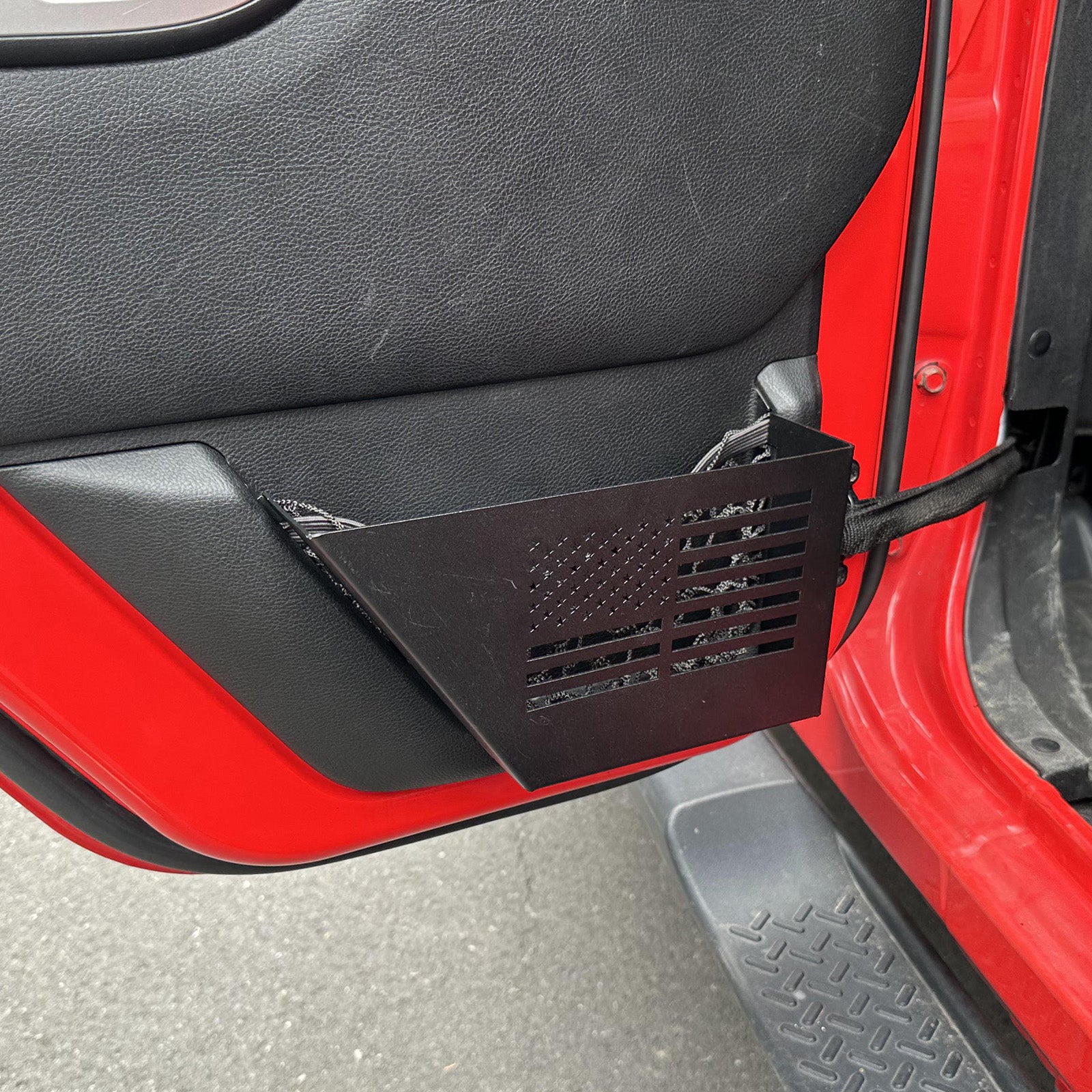 Jeep Wrangler Metal Front & Rear Door Storage Box for 2007-2018 Jeep Wrangler JK JKU 2/4 Door (4PCS) installed in vehicle.