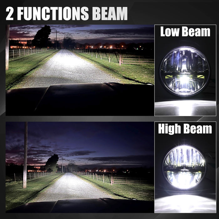 7 inch LED Headlights with Hi/Lo Beam for Jeep Wrangler JK/JKU CJ-8 CJ-7 TJ Chevy and Miata