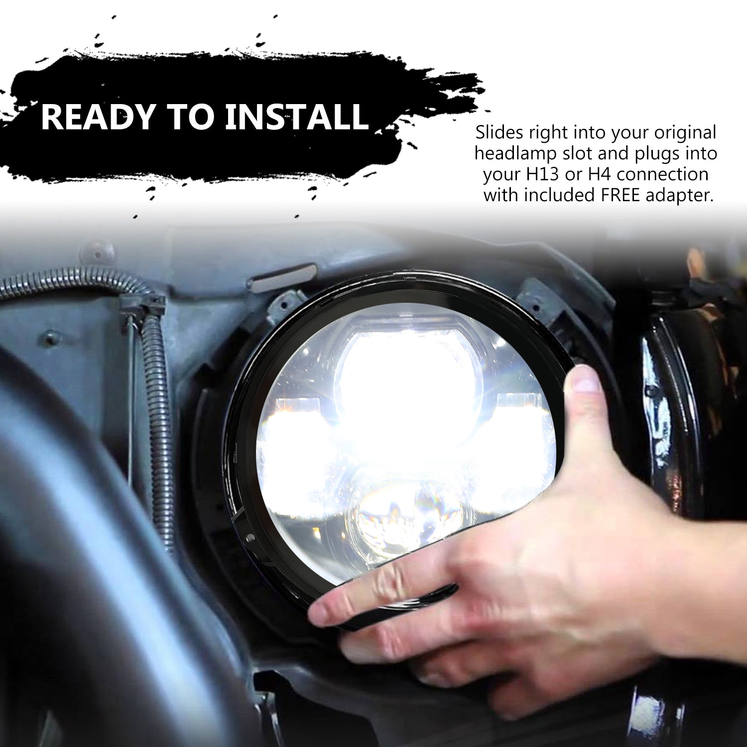 9"Black High/Low Beam LED Leadlights & 4" 5D LED Fog Lights Combo Kit for 2018-2026 Jeep Wrangler JL 4XE & Jeep Gladiator
