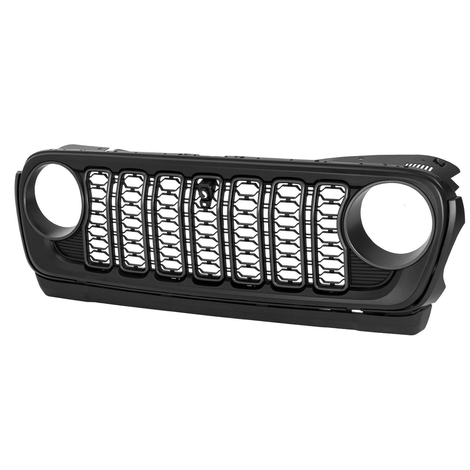Custom Fit ABS Front Grille with Camera Opening for 2018–2026 Wrangler JL/JLU, 4xe & Gladiator JT – Aftermarket Replacement