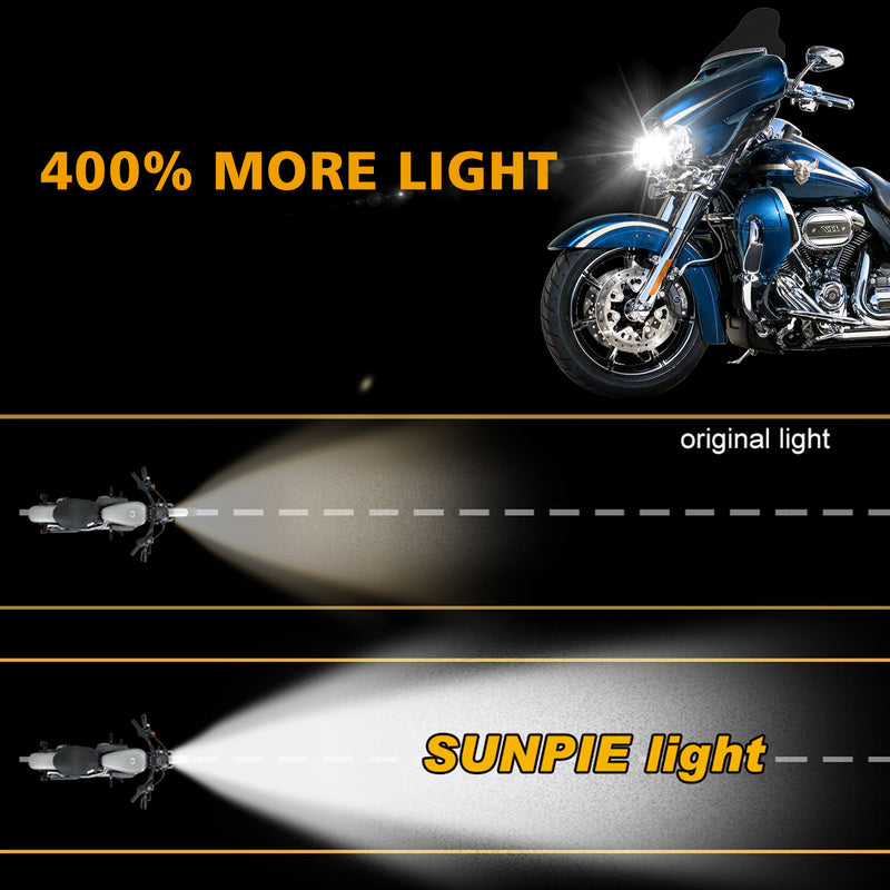 7-inch Halo Chrome/Black LED Headlight with Integrated DRL & Turn Signal for Harley (2 adapter wires)