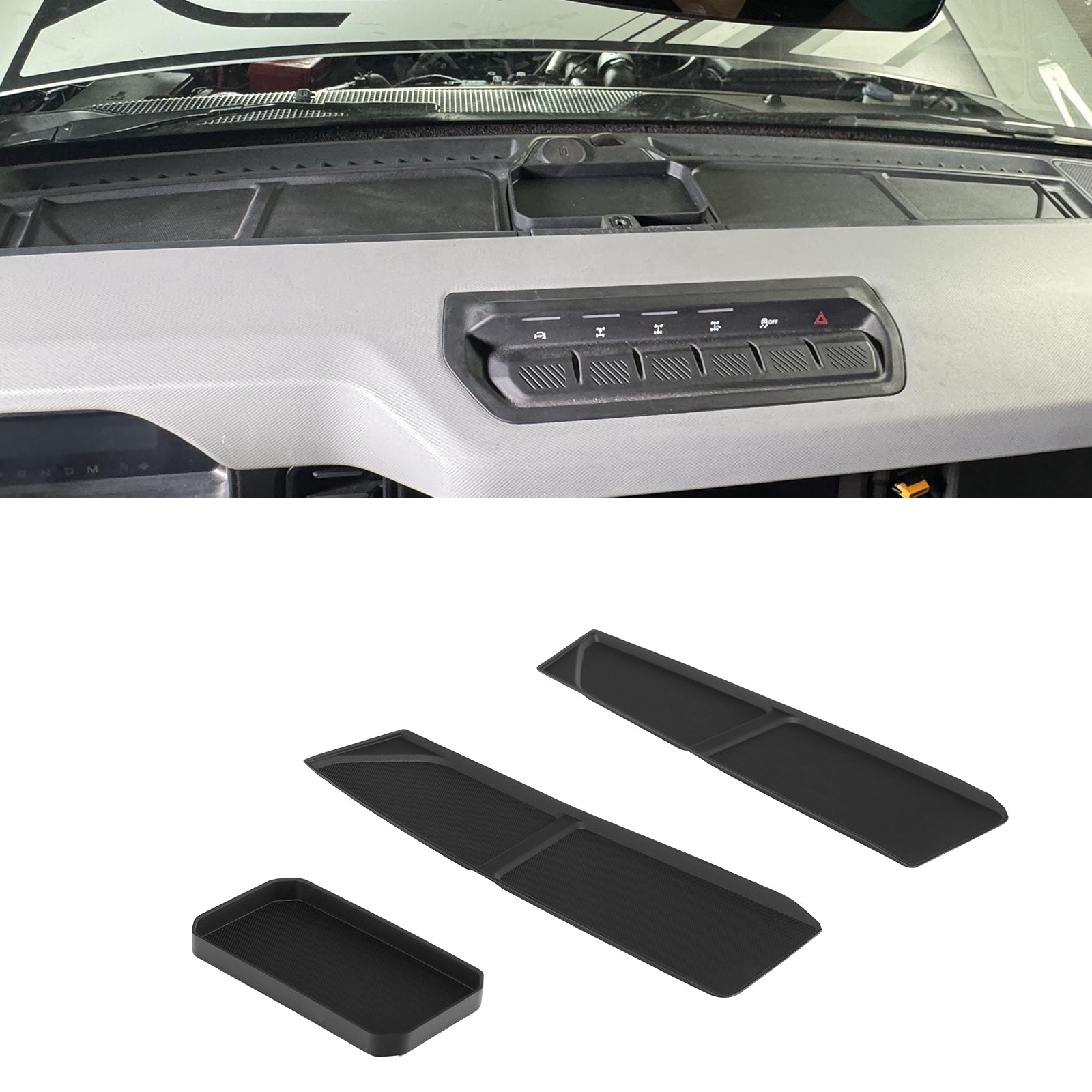 TPE Anti-Slip Center Console Dash Tray for 2021-2026 Ford Bronco 2/4-Door (3PCS)