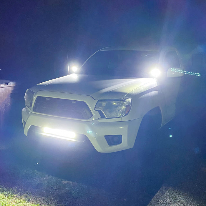 20 Inch 126W Two-Rows Spot & Flood Combo LED Light Bar and 2pcs 4 Inch 18W LED Work Light Pods w/Wiring Harness