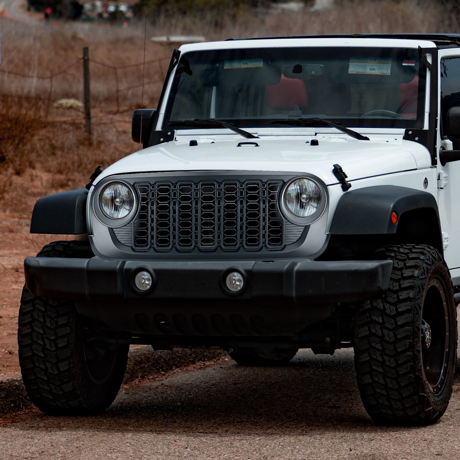 Mesh ABS Plastic Front Grille Compatible with 2007-2018 Wrangler JK/JKU – Aftermarket Replacement