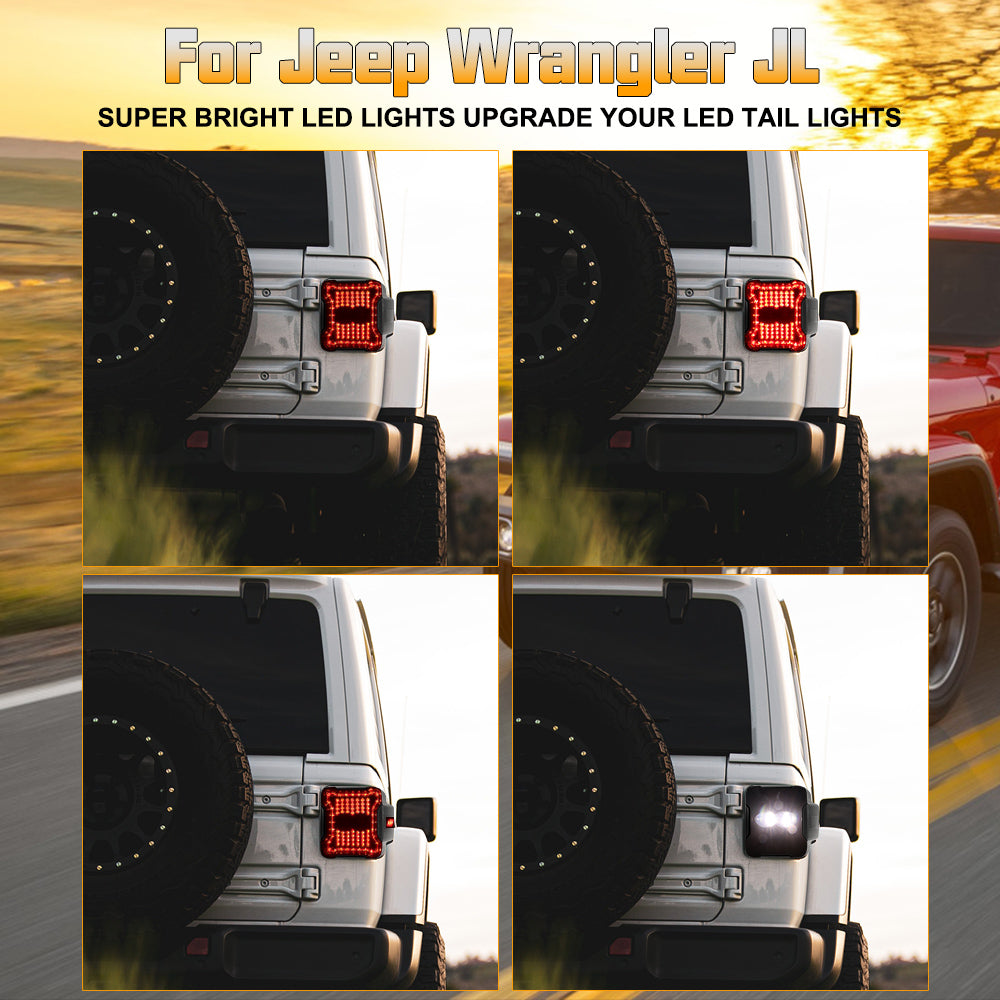 Sunpie High-Intensity Smoked LED Tail Lights for 2018-2026 Jeep Wrangler JL JLU & 4xe - 20W High Power Reverse Lights, Plug & Play