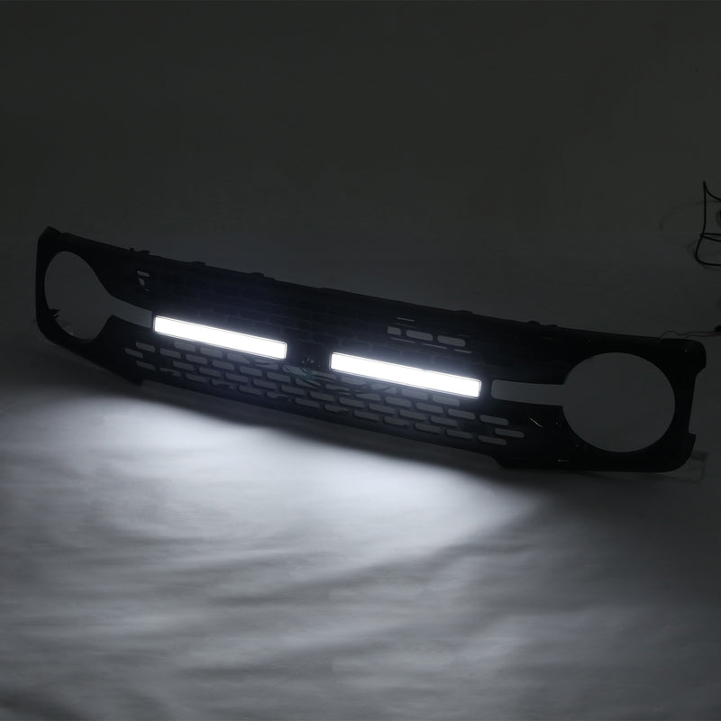 Ford Bronco Gloss Black ABS Grille with Letters and Long Grille Light