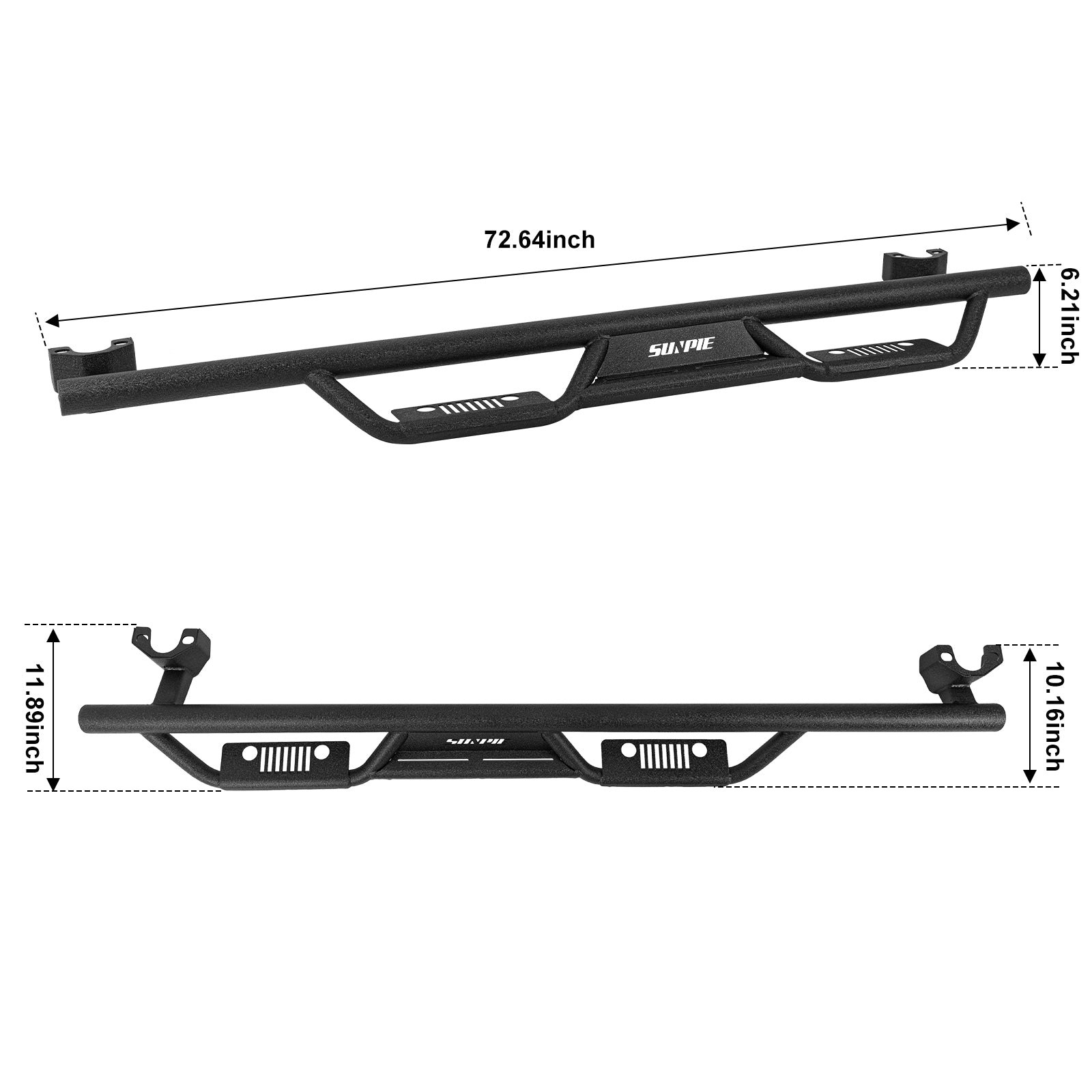 Entry-Level Textured Black Running Boards for 2007-2018 Jeep Wrangler JKU 4-Door
