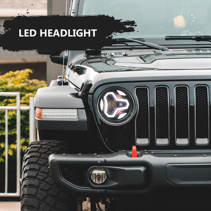 9"Headlights with DRL & Turn Signal for 2018+ Later Jeep Wrangler 4xe JL/JLU Jeep Gladiator JT (2Pcs/Set)