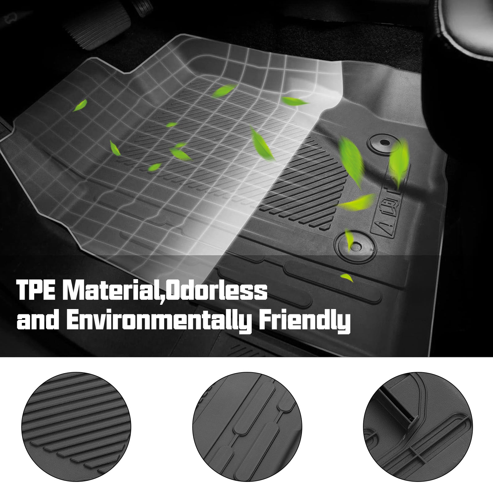 Bronco All Weather TPE Front & Rear Floor Mats for 2021-2026 Ford Bronco 2-Door