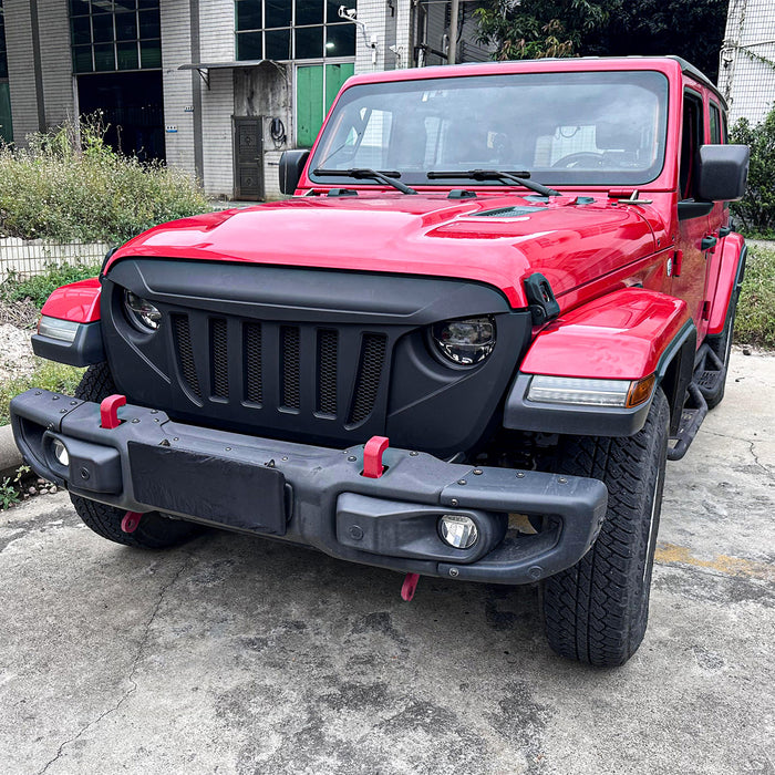 Jeep Grille (Transformers) with Mesh Matte Black Grid for 2018-2024 Jeep Wrangler JL JLU & Jeep Gladiator JT