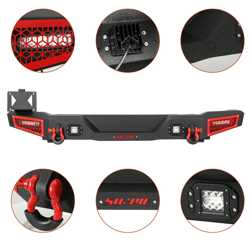 Ford Bronco Steel Front and Rear Bumpers Combo with Offroad Lights & D-rings &  Sensor Mounting Hole