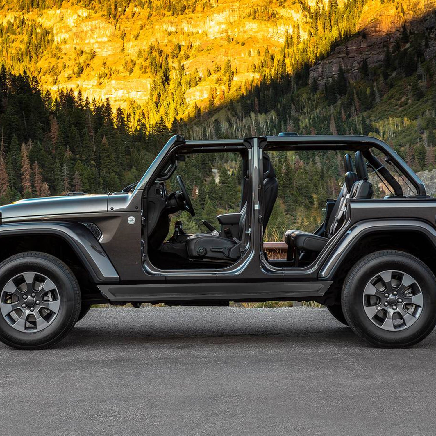 Jeep Running Boards Blade Series Carbon Steel Tubing for Jeep Wrangler 4xe JLU 4-Door (2018-2026）