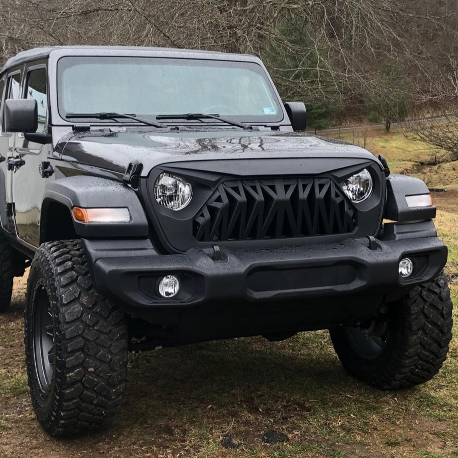 Mustang Series Aggressive Front Grille for 2018-2026 Jeep Wrangler JL JLU 4xe & Gladiator JT