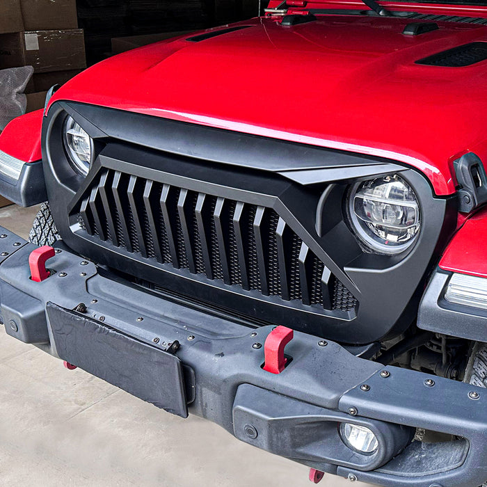 Jeep Grille Black Matte Black Paintable for 2018-2024 Jeep Wrangler JL/JLU &  2019-2024 Jeep Gladiator JT