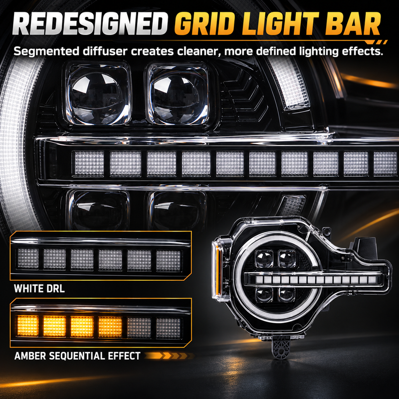 Upgraded App-Controlled Quad-Projector LED Headlights with Sequential DRL & Turn Signals for 2021–Present Ford Bronco (Pair)