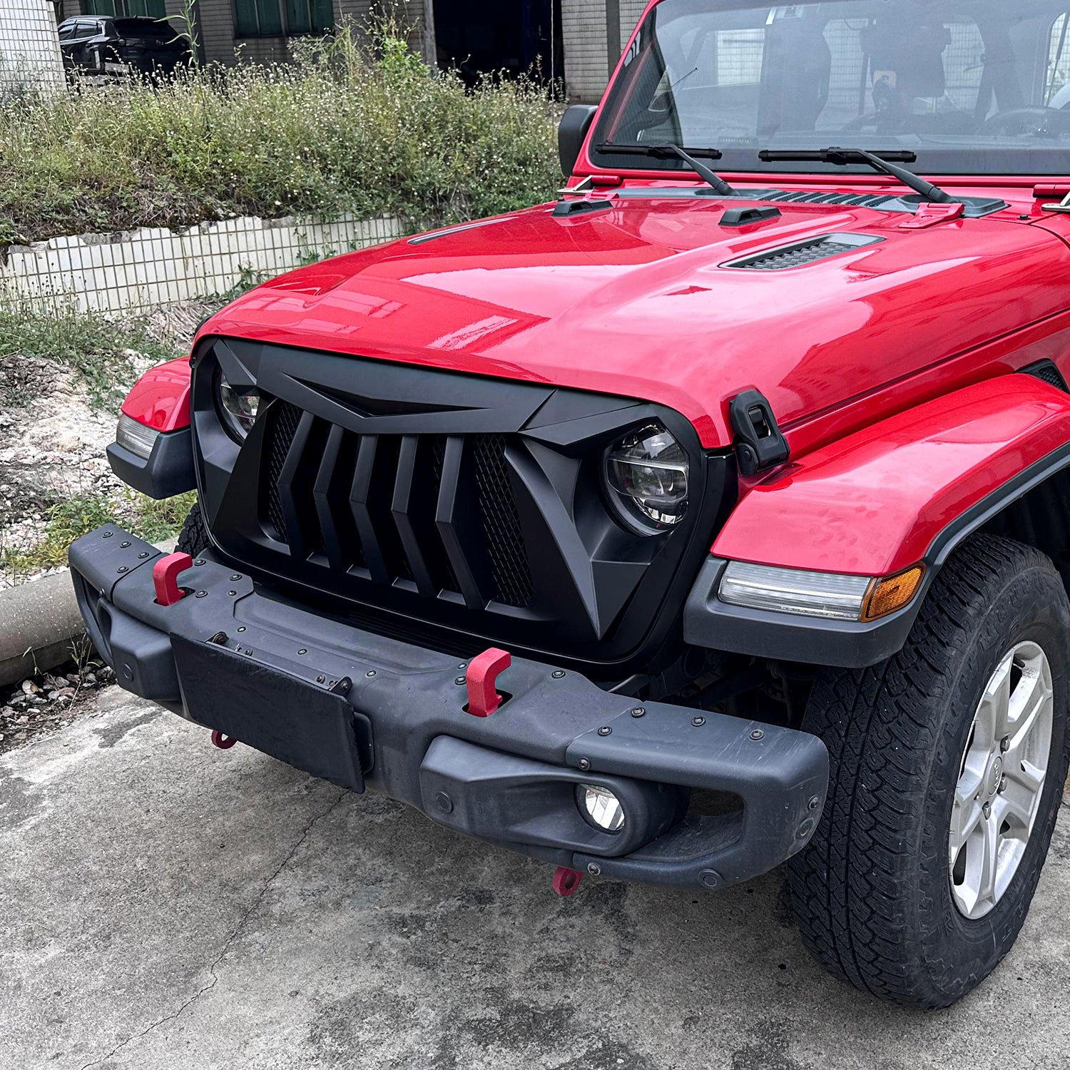 Jeep Grille (Bird of Prey) ABS Matte Black Mesh Grille for 2018-2026 Jeep Wrangler JL/JLU 4XE & Jeep Gladiator JT