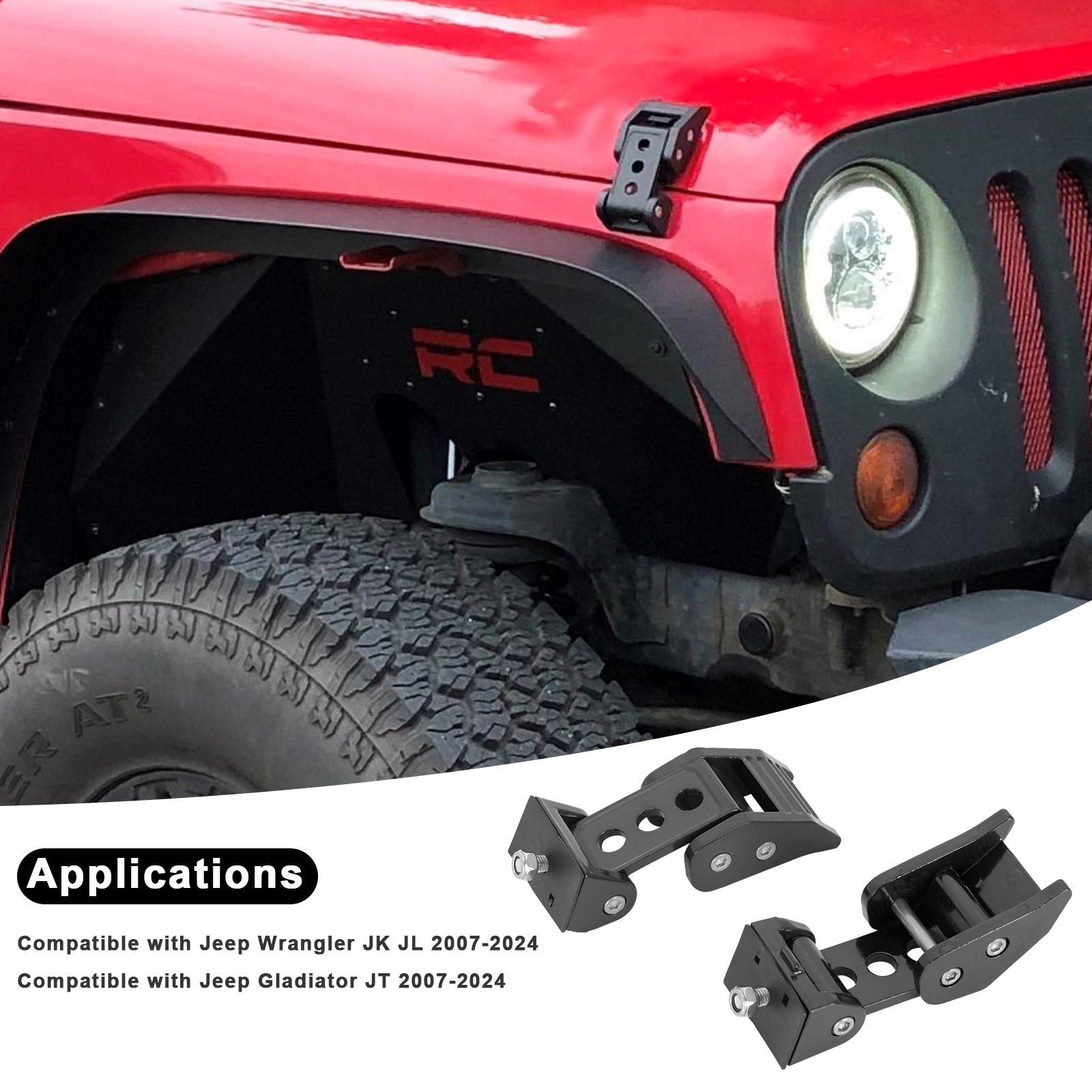 Hood Latches for '07-'26 Jeep Wrangler JK JKU JL JLU 4XE and Jeep Gladiator JT (2pcs/set)