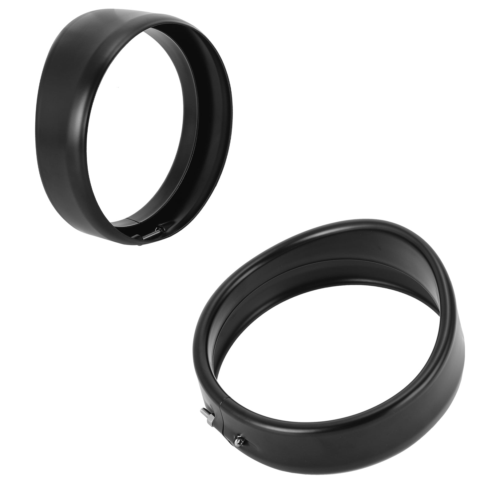 Premium 5.75" Visor-Style Headlight Trim Ring for Harley-Davidson in gloss black finish.