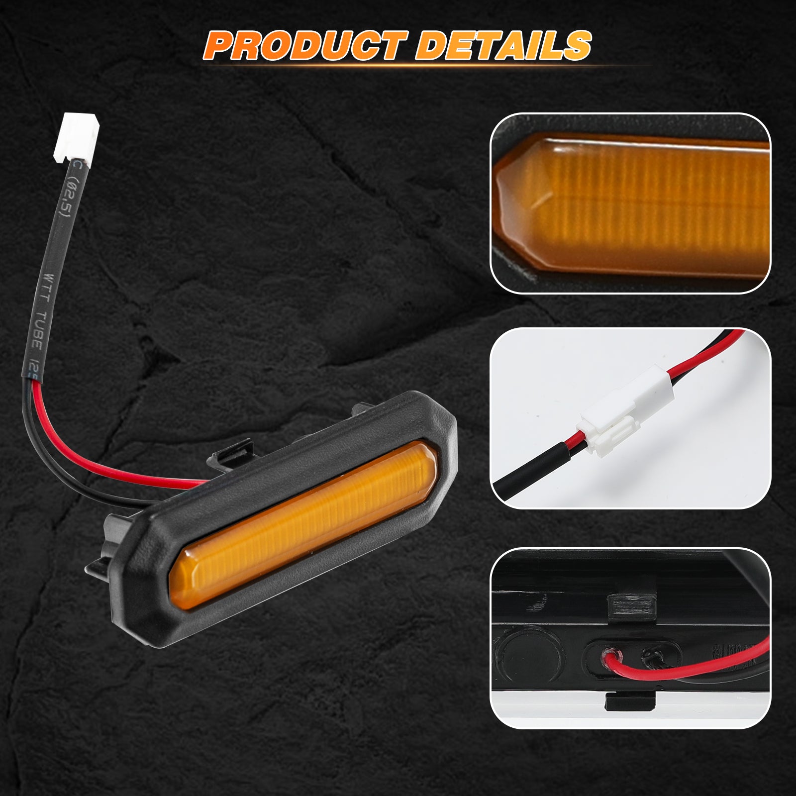 5PCS LED Grille Lights Amber & Smoked with Wiring Harness for 2021-2026 Ford Bronco 2/4 Doors Badlands/ Wildtrak/ Everglades