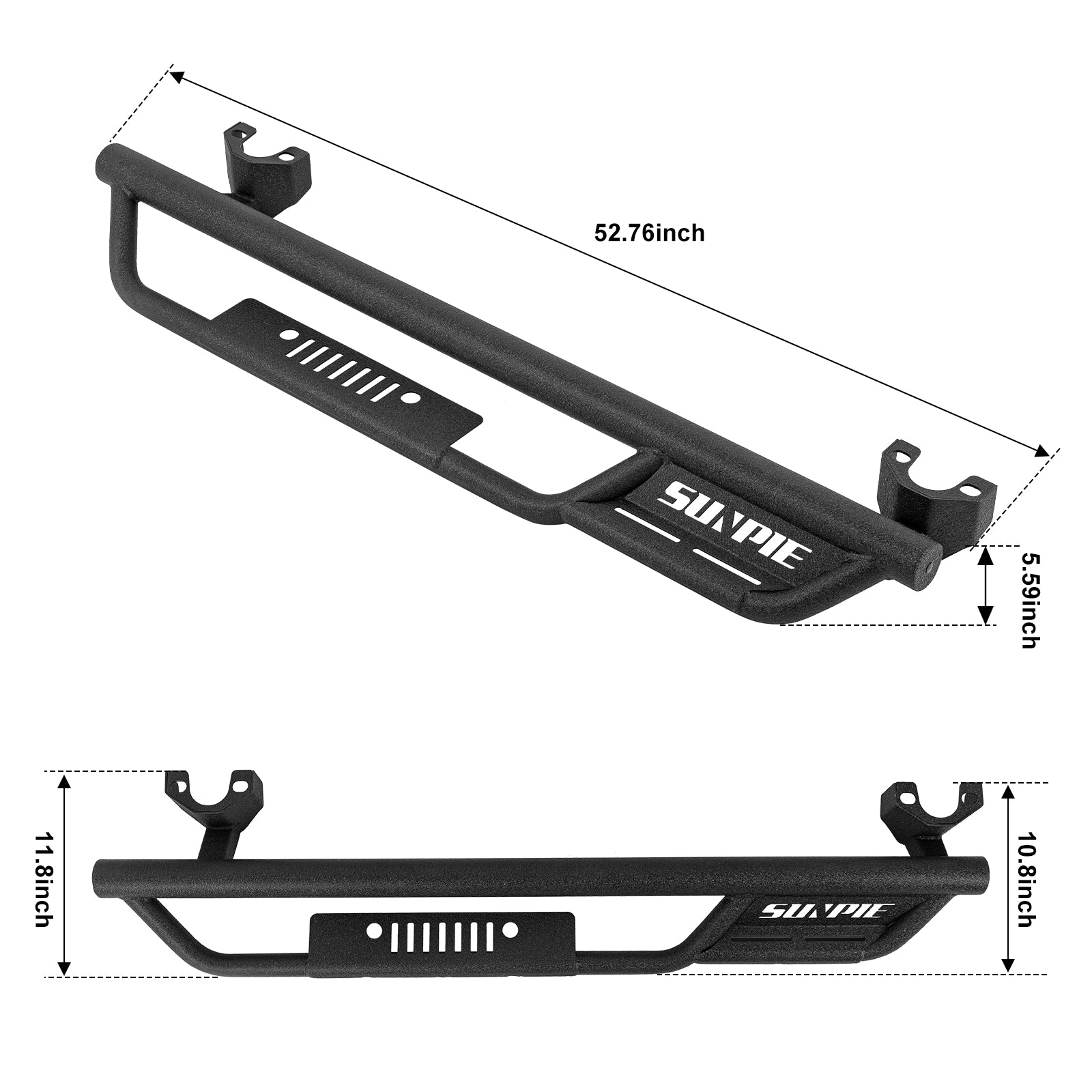 Entry-Level Running Boards Side Step Bars for 2007-2018 Jeep Wrangler JK  2 Door, Bolt-On Nerf Bars