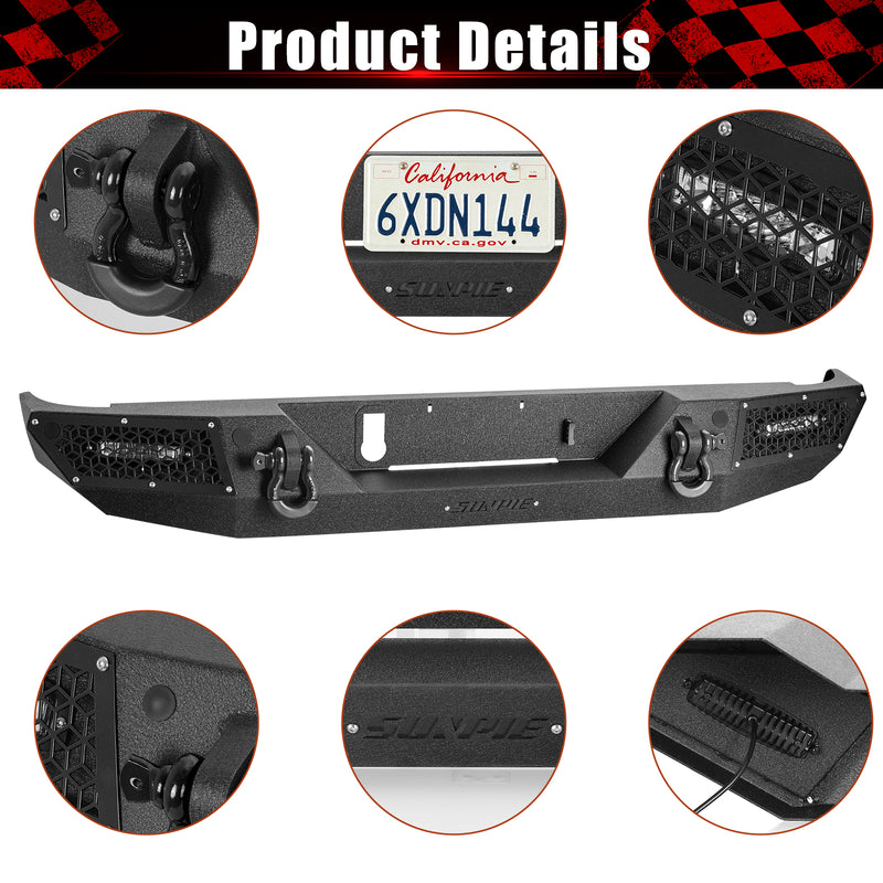 '19-'26 Jeep Gladiator JT Heavy-Duty Carbon Steel Rear Bumper (6 Colors Available)