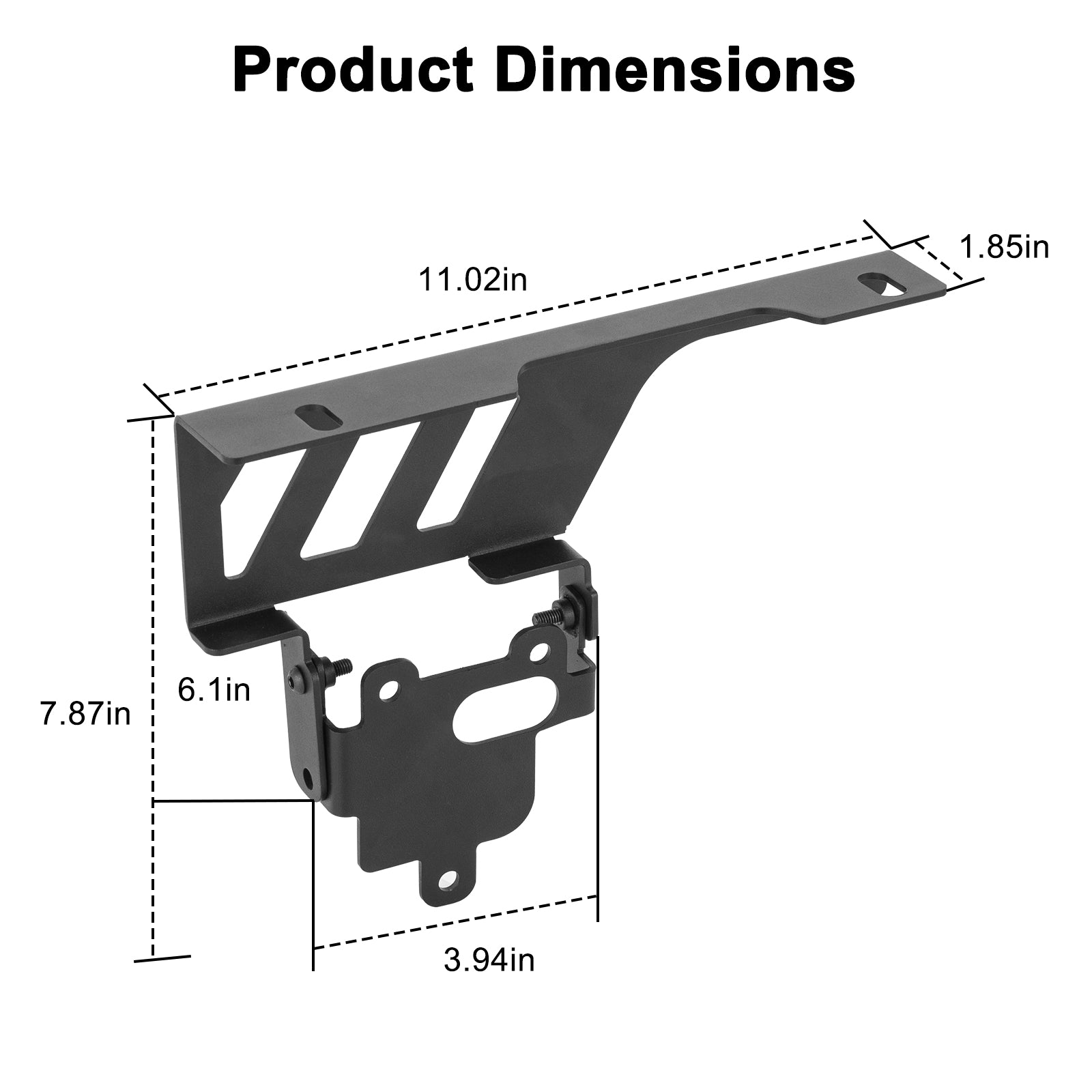 2021+ Ford Bronco ACC Relocation Bracket – Compatible with Brush & Grill Guards product dimensions diagram.