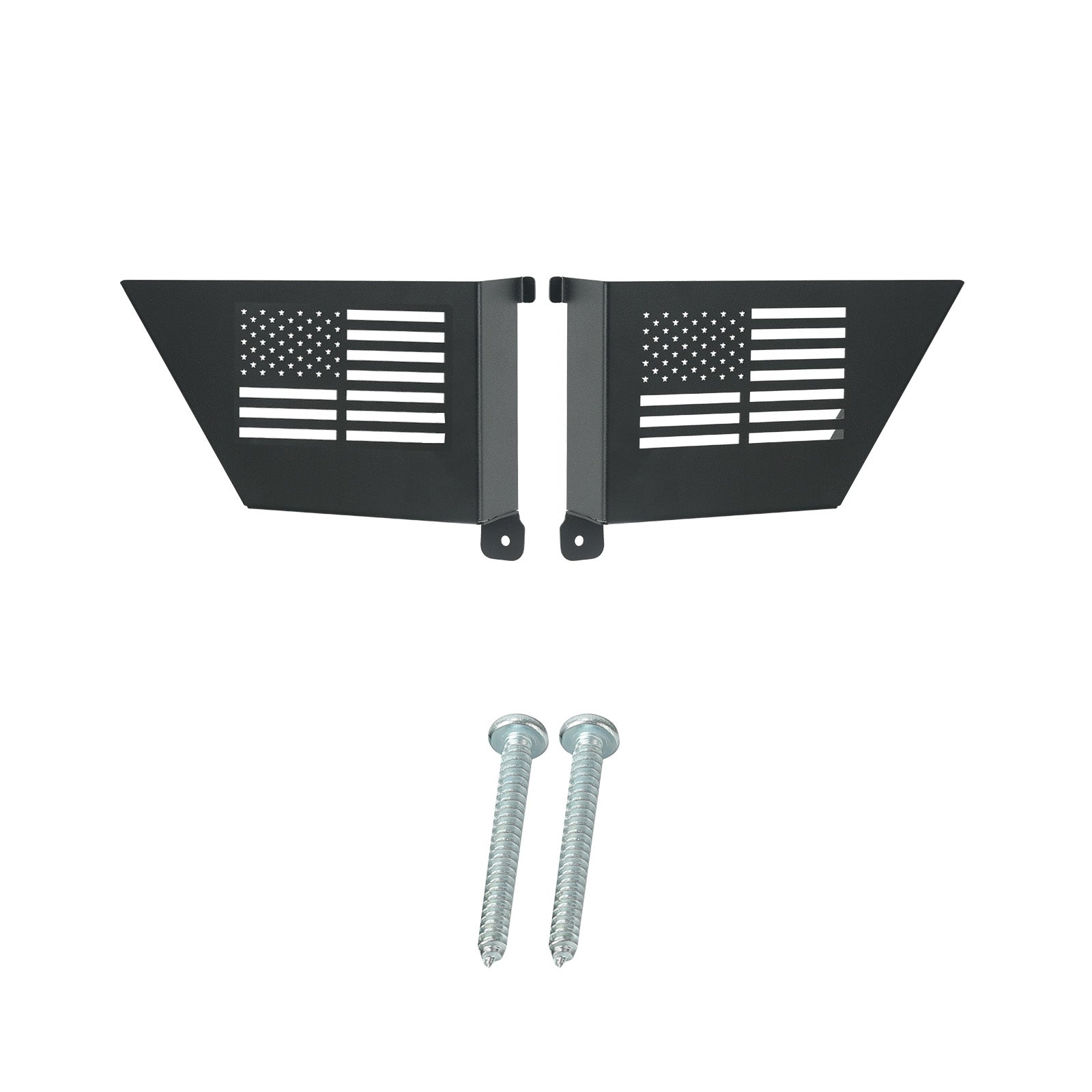 Jeep Wrangler Metal Front & Rear Door Storage Box for 2007-2018 Jeep Wrangler JK JKU 2/4 Door (4PCS) with American flag design.