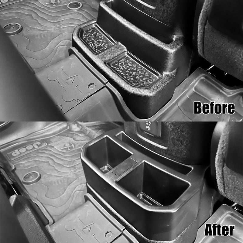 Rear Center Console Cup Holder & Storage Organizer for 2018–2026 Jeep Wrangler JL JLU 4xe & Gladiator JT