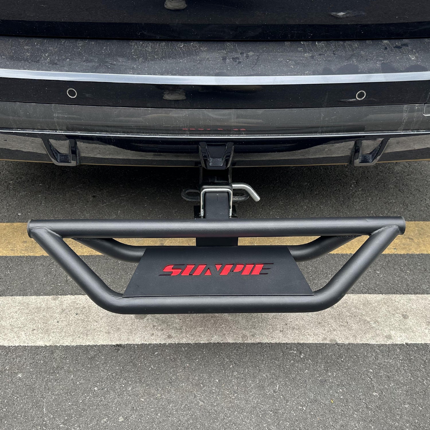 Carbon Steel Lockable Towing Hitch Steps for 2 Inch Receiver Compatible with Pickups Trucks Vans SUVs ATVs