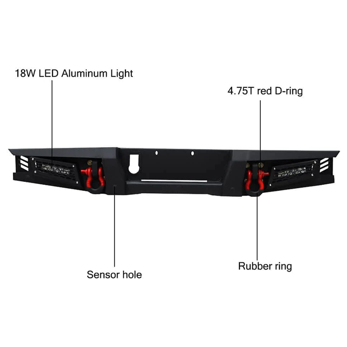Jeep Steel Rear Bumpers with LED Lights for 2019-2024 Jeep Gladiator JT