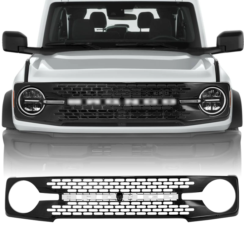 Ford Bronco Grille ABS Plastic White Black W/Letters and Camera Hole for 2021-2025 Ford Bronco