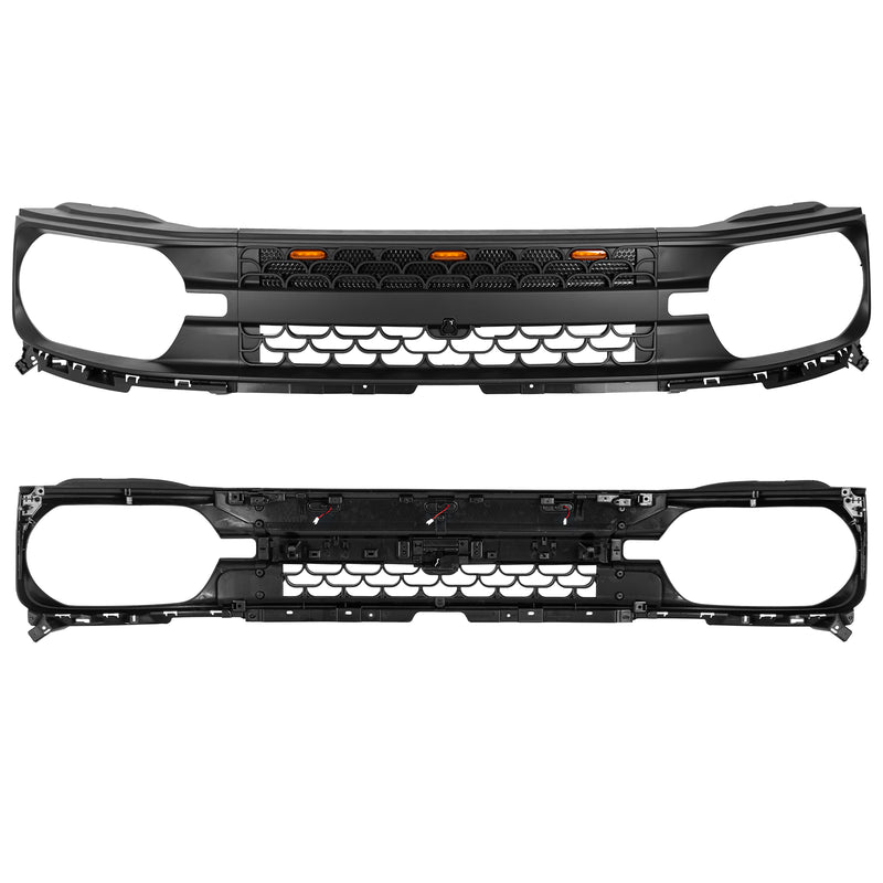 Leviathan Series Matte Front Grille with Amber LEDs for 2020-2026 Bronco Sport