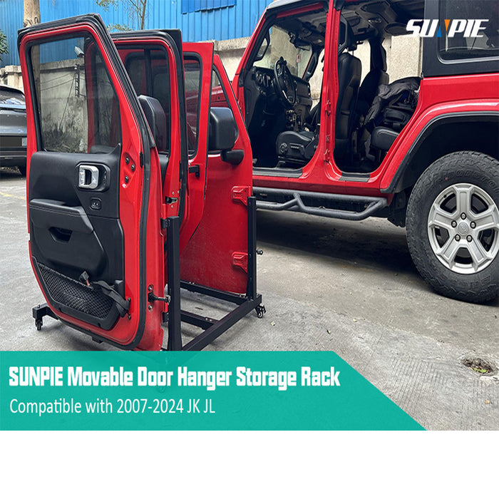 Jeep Removable Door Storage Rack with Dust Cover Compatible with 2007-2025 Jeep Wrangler JK JL 4xe & Jeep Gladiator