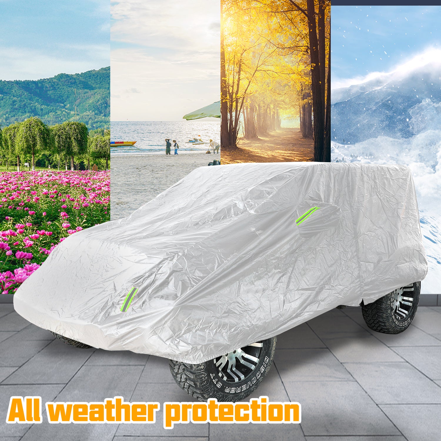 All-Weather Waterproof 4-Door Car Cover for Jeep Wrangler JKU, JLU & 4xe 4-Door (2007-Present)