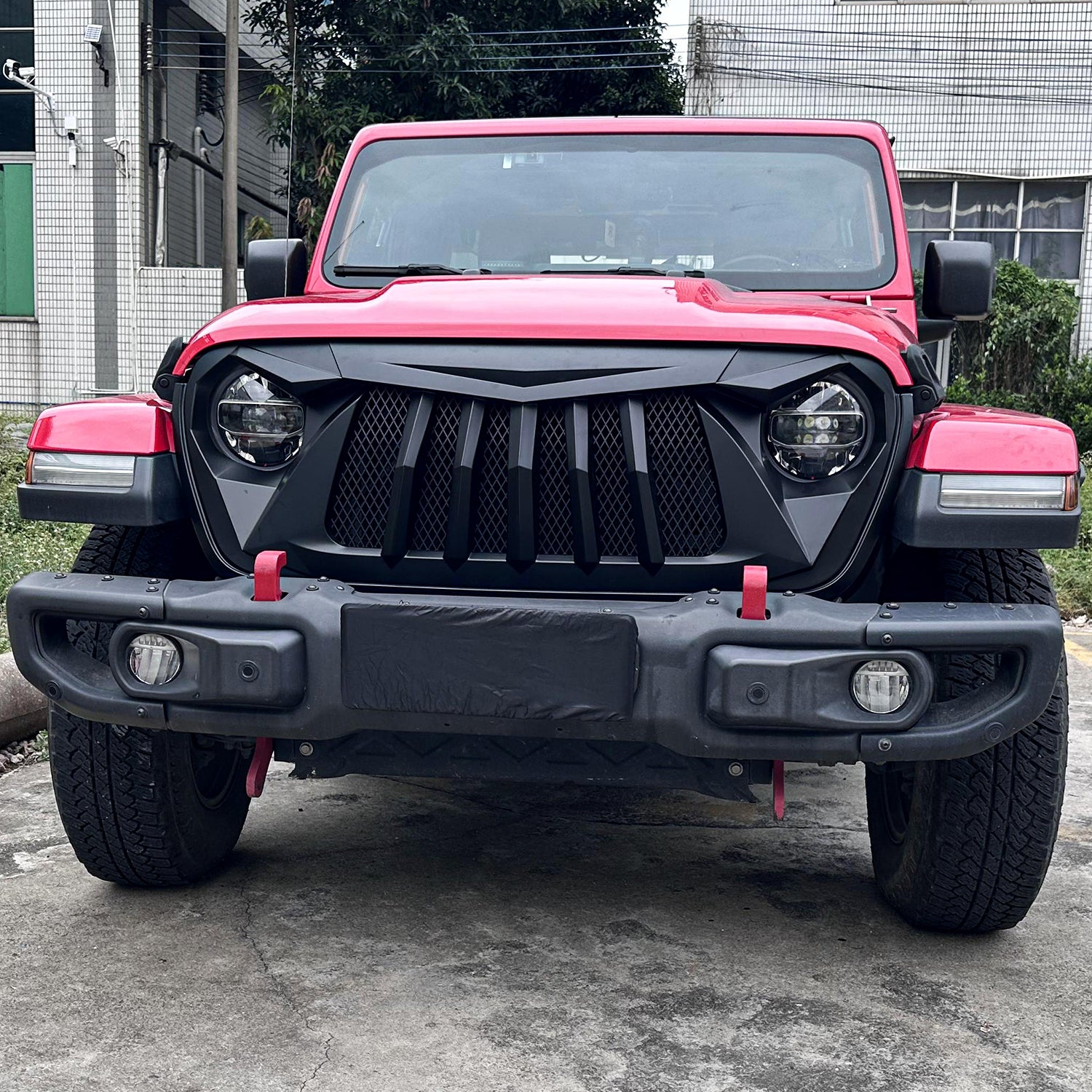 Jeep Grille (Bird of Prey) ABS Matte Black Mesh Grille for 2018-2026 Jeep Wrangler JL/JLU 4XE & Jeep Gladiator JT