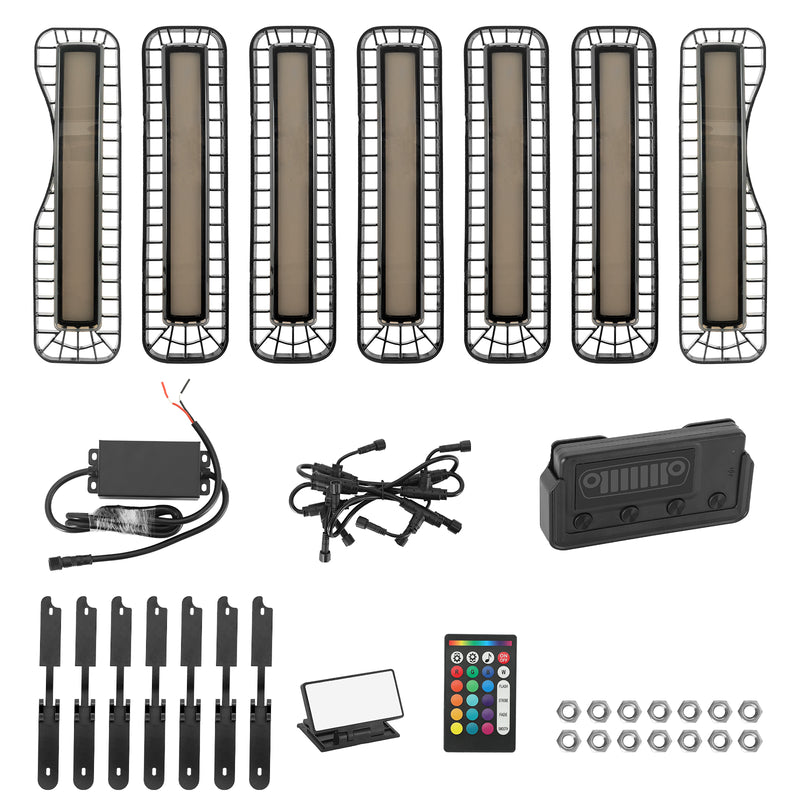 RGB LED Grille Insert Lights for 2018-2023 Jeep Wrangler JL JLU 4xe & Gladiator JT (Stock Grille / No Camera)
