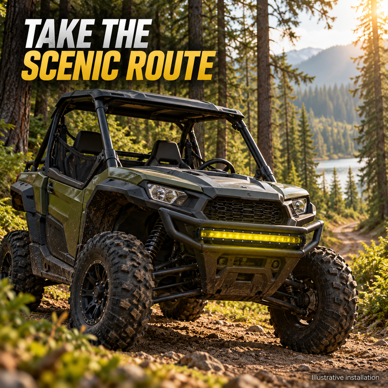Yellow Single-Row LED Off-Road Light Bar with Mounting Brackets, 7–48 Inch