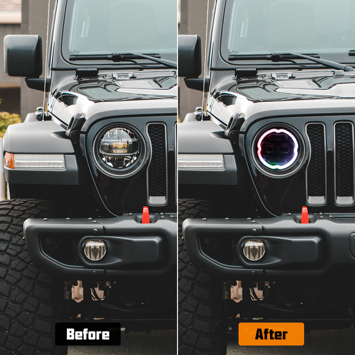 9 inch Rotating Series RGB Halo Headlights with DRL & Turn Signal for Jeep Wrangler JL/JLU & Jeep Gladiator JT (2Pcs/Set)