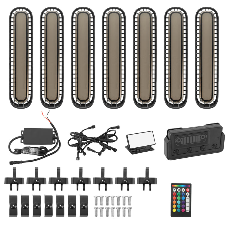 RGB LED Grille Insert Lights Compatible with 2007-2018 Wrangler JK (Factory Grille Only)